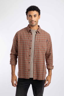 Baskerville Houndstooth Flannel Shirt Burnt Henna