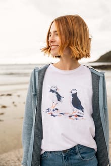 Puffins
 Front Print Graphic T-Shirt White