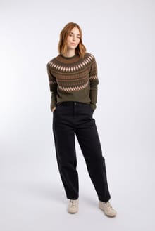 Pines Metallic Fair Isle Jumper Oak Green