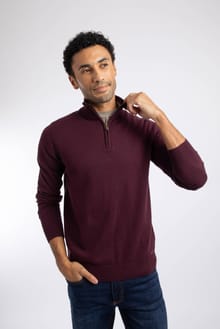 Erick 1/4 Zip Fine Knit Jumper Port