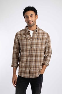 Arden Herringbone Check Shirt SandStone