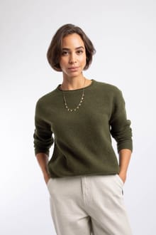 Arlen Textured Crew Neck Jumper Oak Green