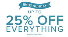 25% off everything ends sunday