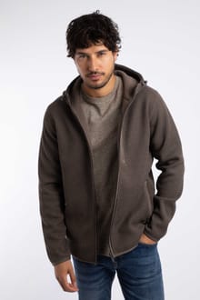 Lockie Full Zip Bonded Fleece Hoodie Coffee