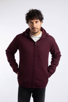 Lockie Full Zip Bonded Fleece Hoodie Dark Wine