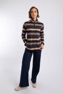 Reena 1/4 Zip Printed Microfleece Fir Green