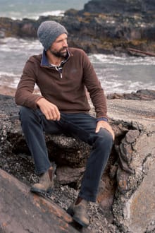 Errill 1/4 Zip Textured Fleece Chocolate