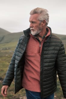 Longmont 1/4 Zip Stripe Grid Fleece Nut