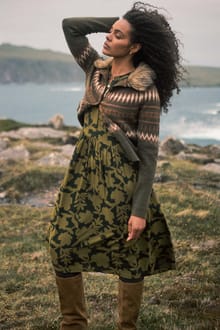 Hellen Printed Crepe Shirt Dress Artichoke Green