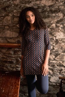 Arielle Printed Jersey 3/4 Sleeve Tunic Yellow Iris