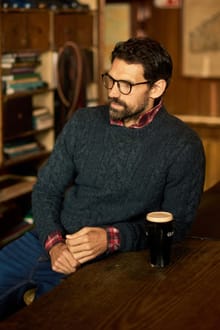 Alford Cable Knit Crew Neck Jumper Petrol Blue