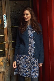 Posie Pointelle Knit Cardigan Navy