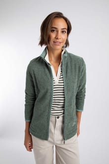 Cheryl Textured Full Zip Fleece Military Green