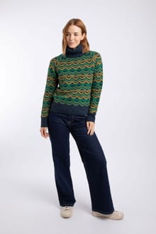Dandi Patterned Roll Neck Jumper Navy