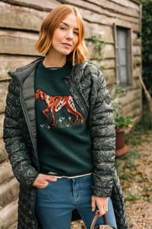 Pointer Intarsia Knitted Jumper Bottle Green