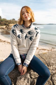 Swallows Intarsia Fair Isle Jumper Ecru