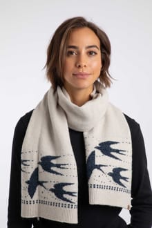 Thessaly Bird Fair Isle Scarf Ecru