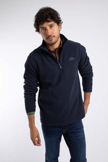 Glyn 1/4 Zip Textured Fleece Midnight