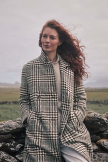 Honey Double Breasted Houndstooth Coat Black