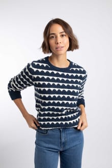 Tyla Cosy Patterned Knit Jumper Navy