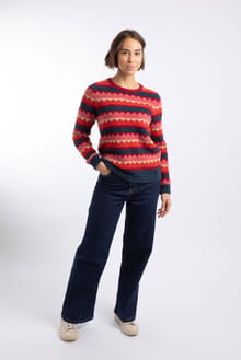 Tyla Cosy Patterned Knit Jumper Antique Cherry
