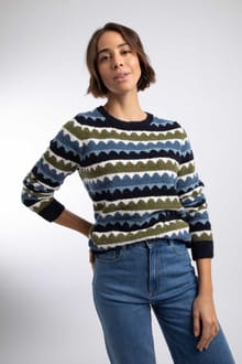 Tyla Cosy Patterned Knit Jumper Winter Green