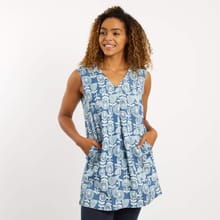 Henley Printed Tencel Tunic Denim