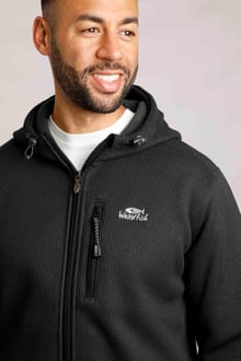 Lockie Full Zip Bonded Fleece Hoodie Washed Black