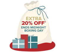 Extra 20% off*. Ends Midnight Boxing Day