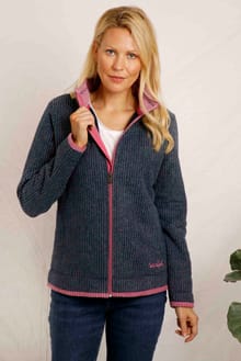 Ariana Eco Full Zip Grid Fleece Navy