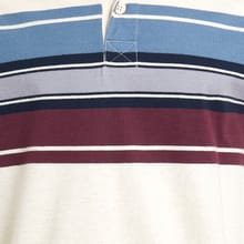 Jacinto Organic Cotton Striped Long Sleeve Polo Shirt Chalk