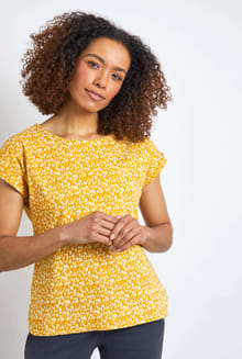 Paw Paw Printed Organic Cotton T-Shirt Mustard