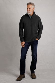 Boston Eco 1/4 Zip Grid Fleece Washed Black