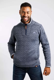 Beaufort 1/4 Zip Herringbone Soft Knit Navy