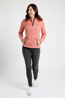 Nancy Eco 1/4 Zip Space Dyed Fleece Chilli Red