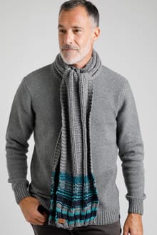 Woburn Eco Variagated Striped Scarf Frost Grey