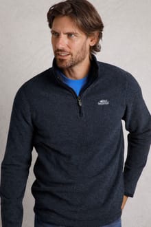 Errill Eco 1/4 Zip Textured Fleece Navy