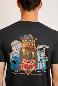 Doctor Hoot Back Print RSPB Collaboration Artist T-Shirt Navy