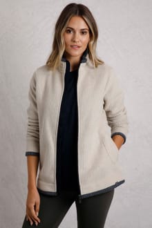 Ariana Eco Full Zip Grid Fleece Ecru