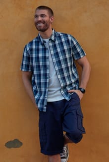 Judd Short Sleeve Check Shirt Dusty Blue