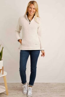 Aria 1/4 Zip Eco Macaroni Sweatshirt Ecru