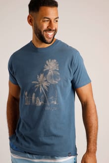 Shoreline Linen Blend Graphic T-Shirt Ensign Blue