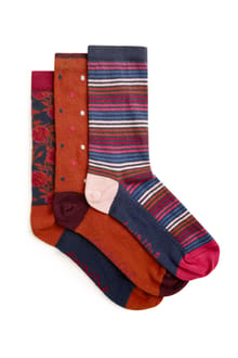 Parade Patterned Socks 3 Pack Mulberry