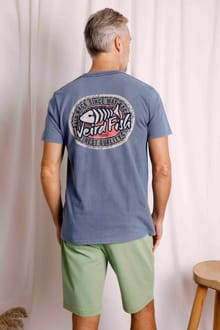 Laid Back Heritage Back Print Graphic T-Shirt Mid Blue