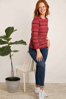 Billie Organic Long Sleeve Striped T-Shirt Crushed Berry