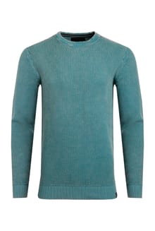 Easton Waffle Crew Neck Jumper Ensign Blue