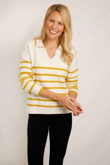 Roxy Striped Trophy Neck Jumper Ecru