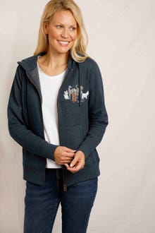 Franchises Dog Print Eco Graphic Full Zip Hoodie Navy