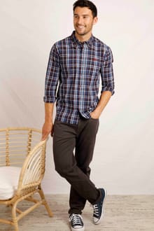 Fresno Long Sleeve Check Button Down Shirt Navy