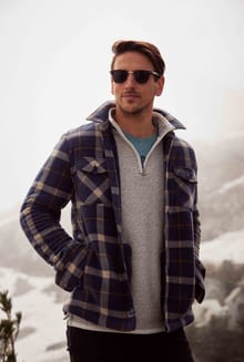 Tyburn Check Fleece Shacket Federal Blue